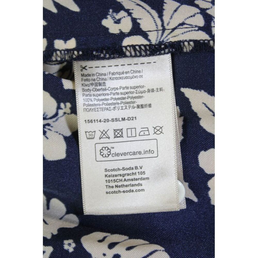 Scotch & Soda Womens Floral Print Short Sleeve Button Up Blouse Top Navy Size M - Picture 4 of 6